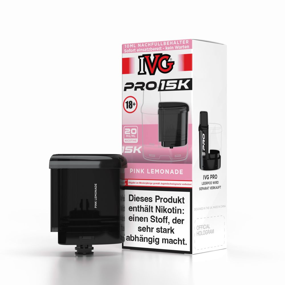 5x IVG Pro Refill Container 10ml - Pink Lemonade - 20mg Nikotingehalt + 5x Leer Pods 0ml