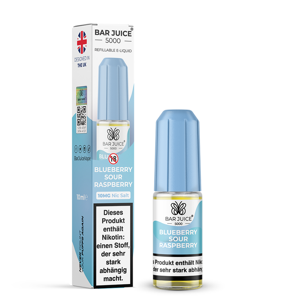 10x Bar Juice 5000 Blueberry Sour Raspberry Nikotinsalz Liquid 10 ml