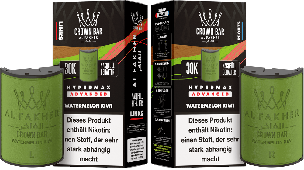 10x Al Fakher Hypermax 30K Pods - Alle Sorten - 6mg Nikotingehalt (5 Linke + 5 Rechte)