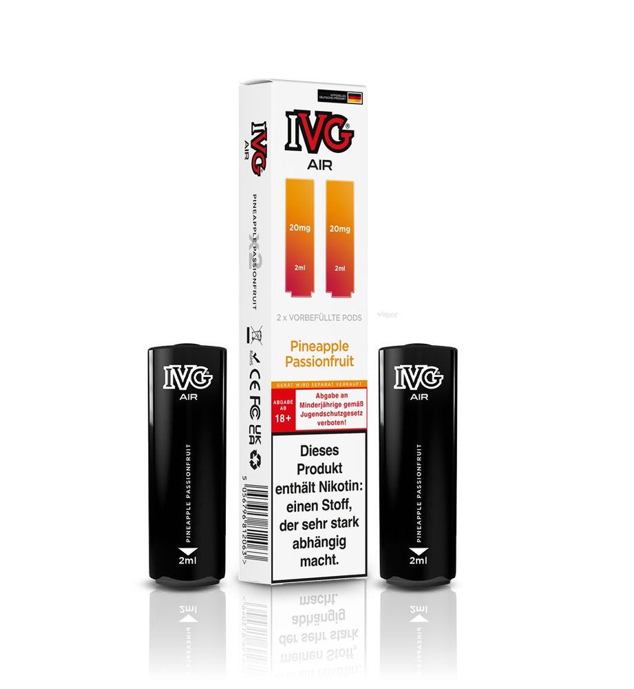 10x IVG Air 4in1 Pods - Pineapple Passionfruit (2er Pack) - 10% Akkuträger Gratis