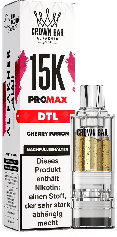 10x Al Fakher 15K PRO MAX (V2) Pod - Cherry Fusion - 6mg/ml Nikotingehalt - DTL