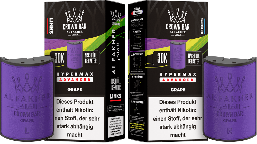 10x Al Fakher Hypermax 30K Pods - Alle Sorten - 6mg Nikotingehalt (5 Linke + 5 Rechte)