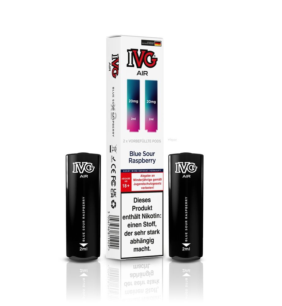 10x IVG Air 4in1 Pods - Blue Sour Raspberry (2er Pack) - 10% Akkuträger Gratis