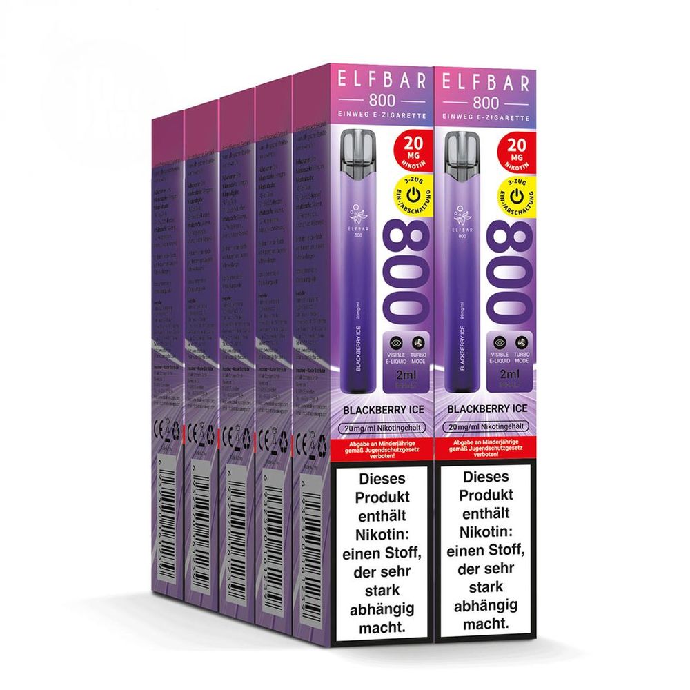 10x ELFBAR 800 Blackberry Ice 20mg Nikotin