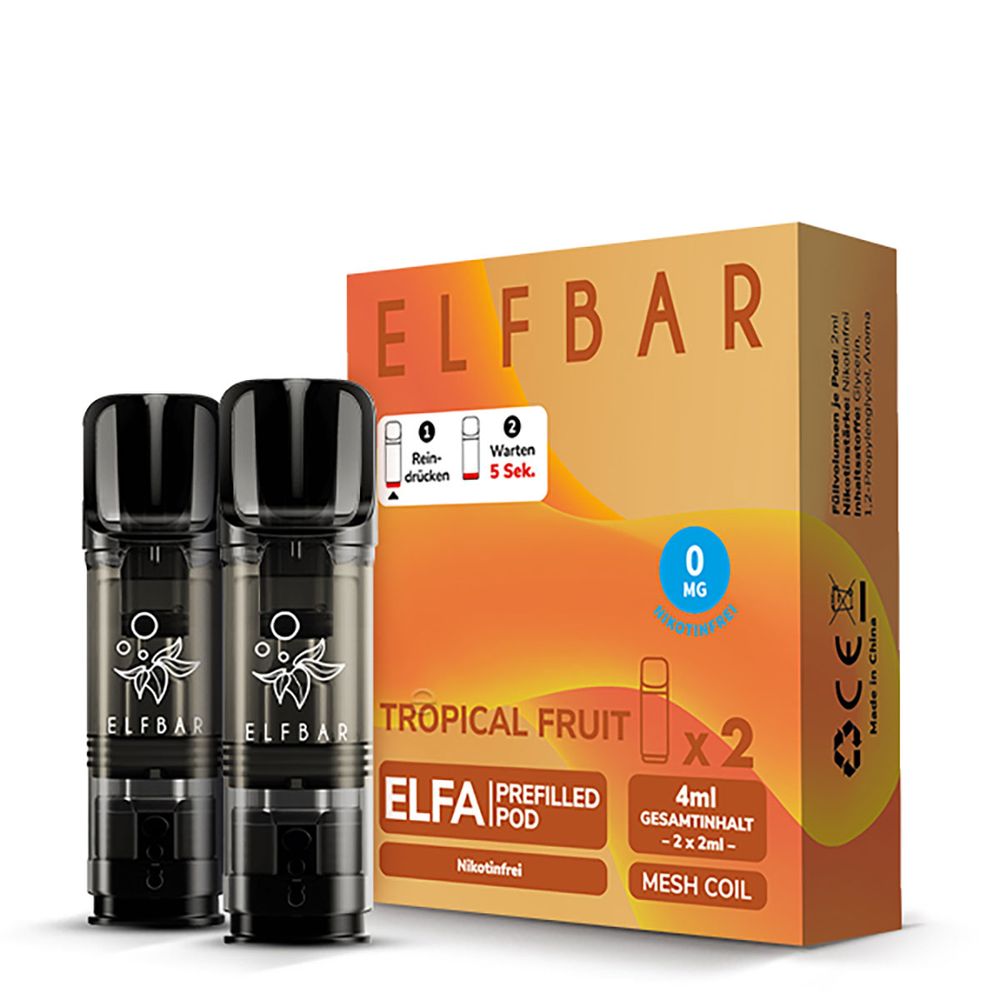 10x ELFBAR ELFA Tropical Fruit 0mg Nikotin 2er Pack
