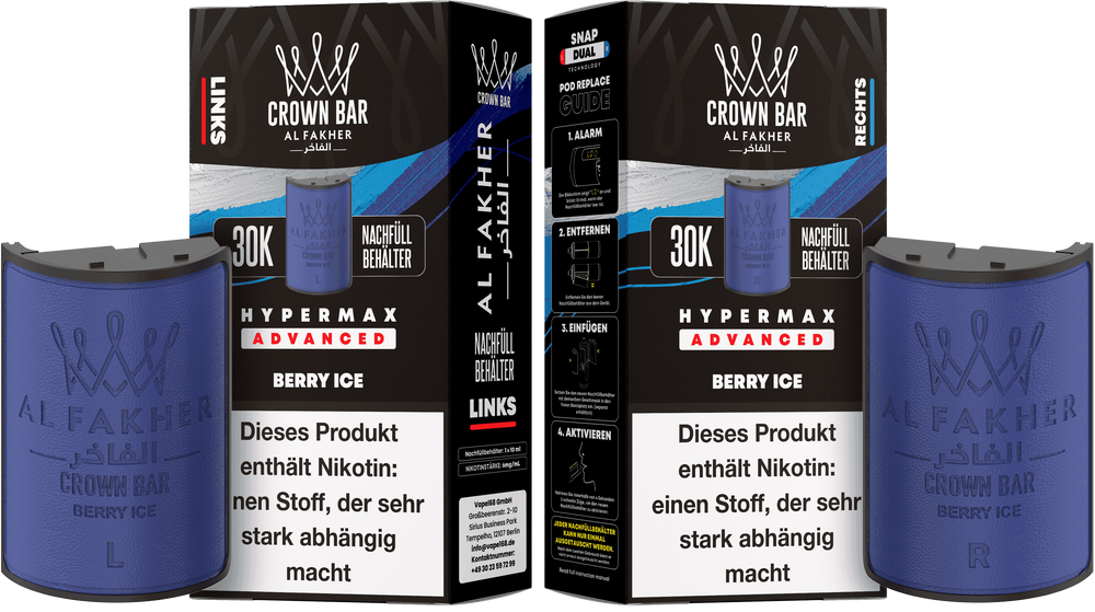 10x Al Fakher Hypermax 30K Pods - Alle Sorten - 6mg Nikotingehalt (5 Linke + 5 Rechte)