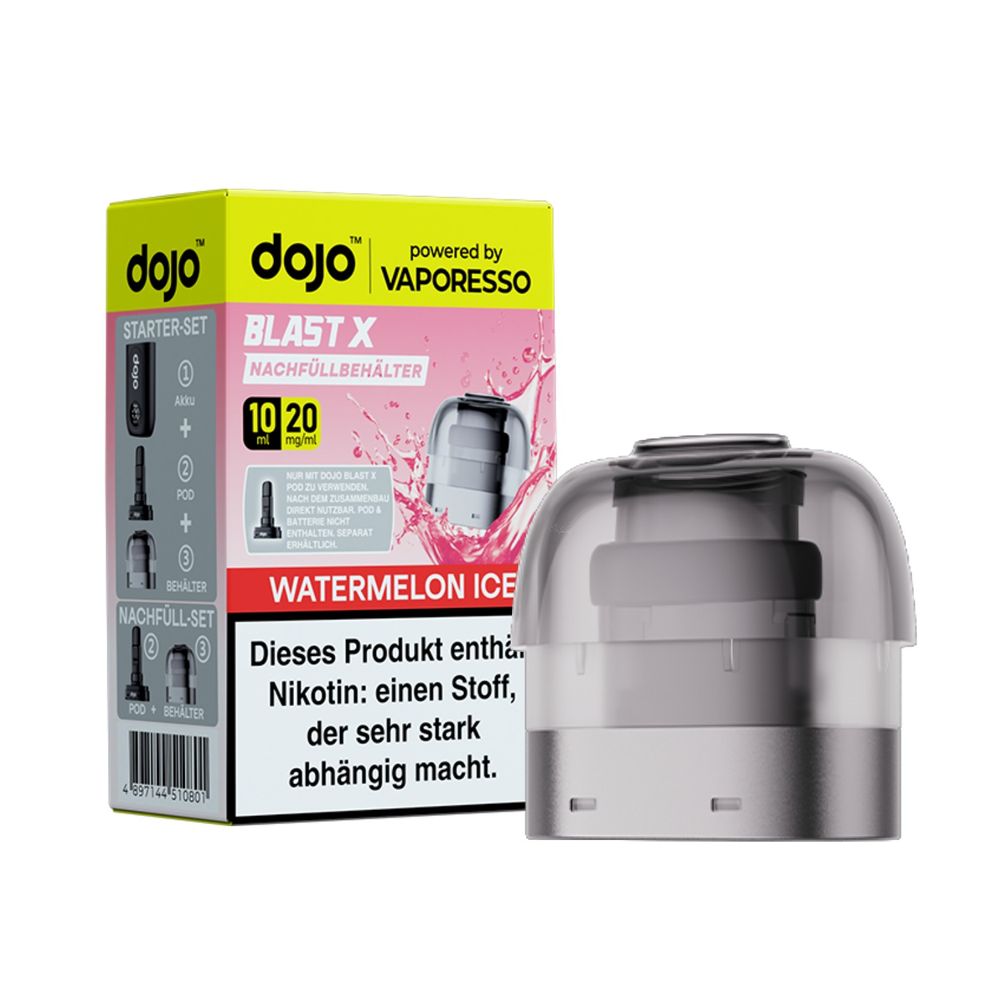 5x Dojo Blast X Pod 10ml - Watermelon Ice - 20mg/ml Nikotingehalt + 5x Leerpod