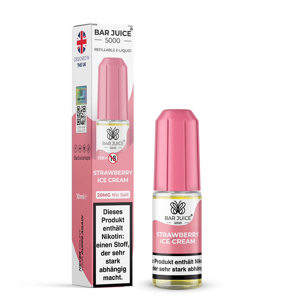 10x Bar Juice 5000 Strawberry Ice Cream Nikotinsalz Liquid 10 ml