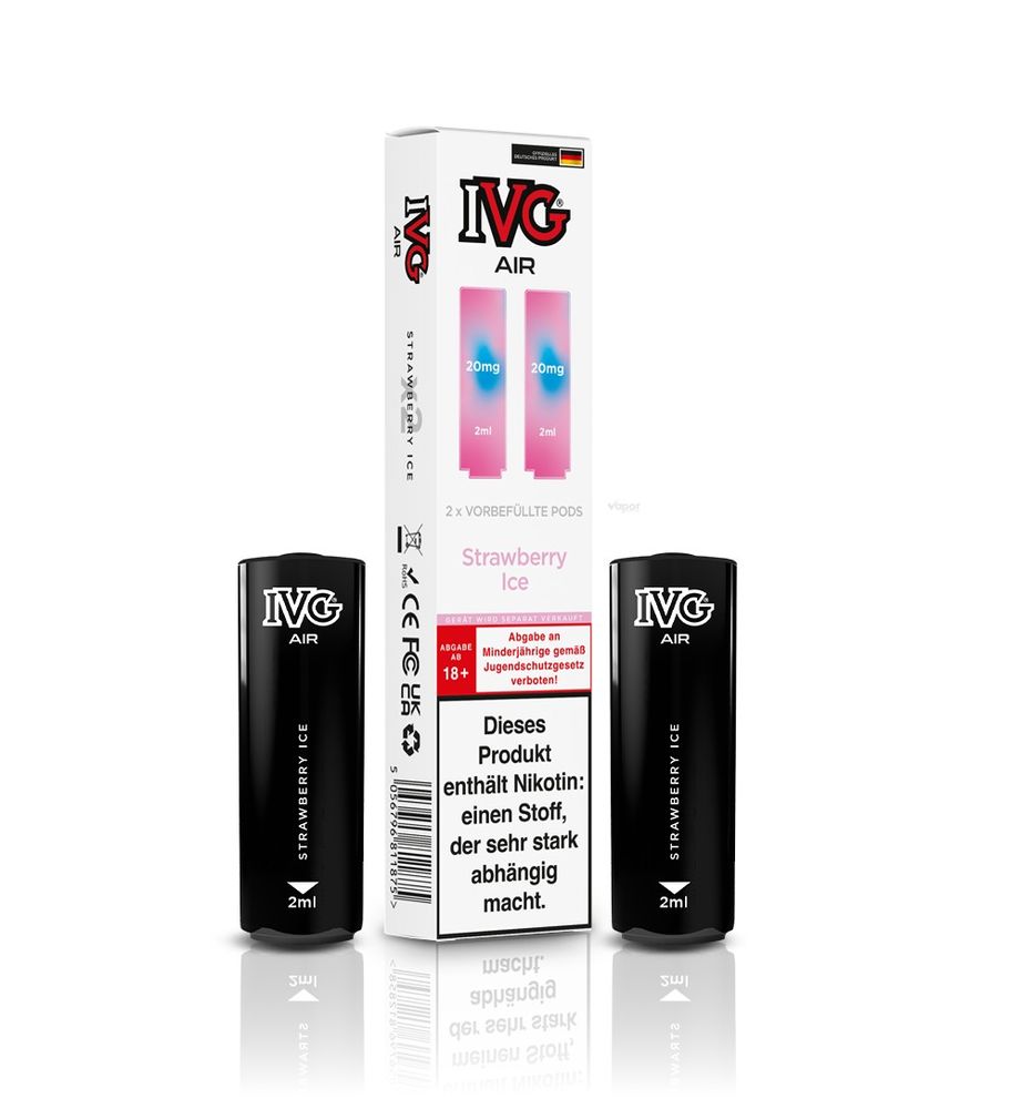 10x IVG Air 4in1 Pods - Strawberry Ice (2er Pack) - 10% Akkuträger Gratis