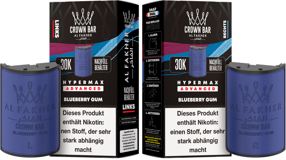 10x Al Fakher Hypermax 30K Pods - Alle Sorten - 6mg Nikotingehalt (5 Linke + 5 Rechte)
