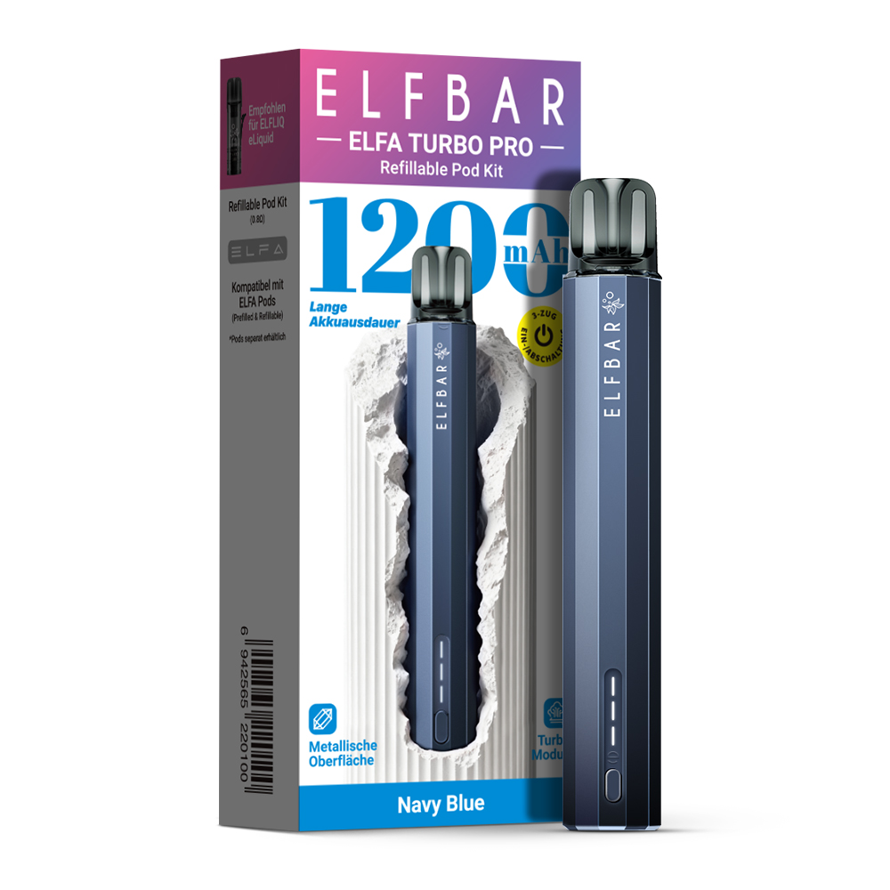 10x ELFBAR ELFA Turbo PRO Pod Kit 1200 mAh Akku - Navy Blue