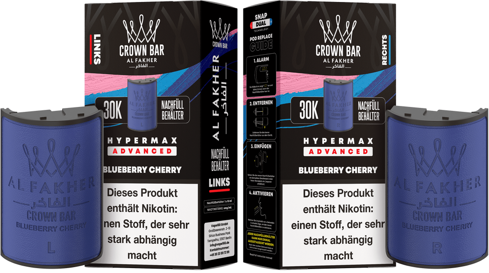 10x Al Fakher Hypermax 30K Pods - Alle Sorten - 6mg Nikotingehalt (5 Linke + 5 Rechte)