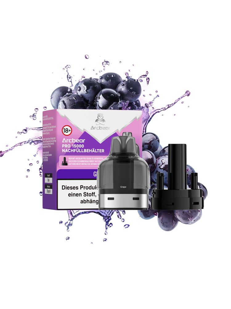 5+5 (0+10ml) Arcbear Pro 15000 Nachfüll-Set - Grape - 20 mg/ml Nikotingehalt + Leer Pod