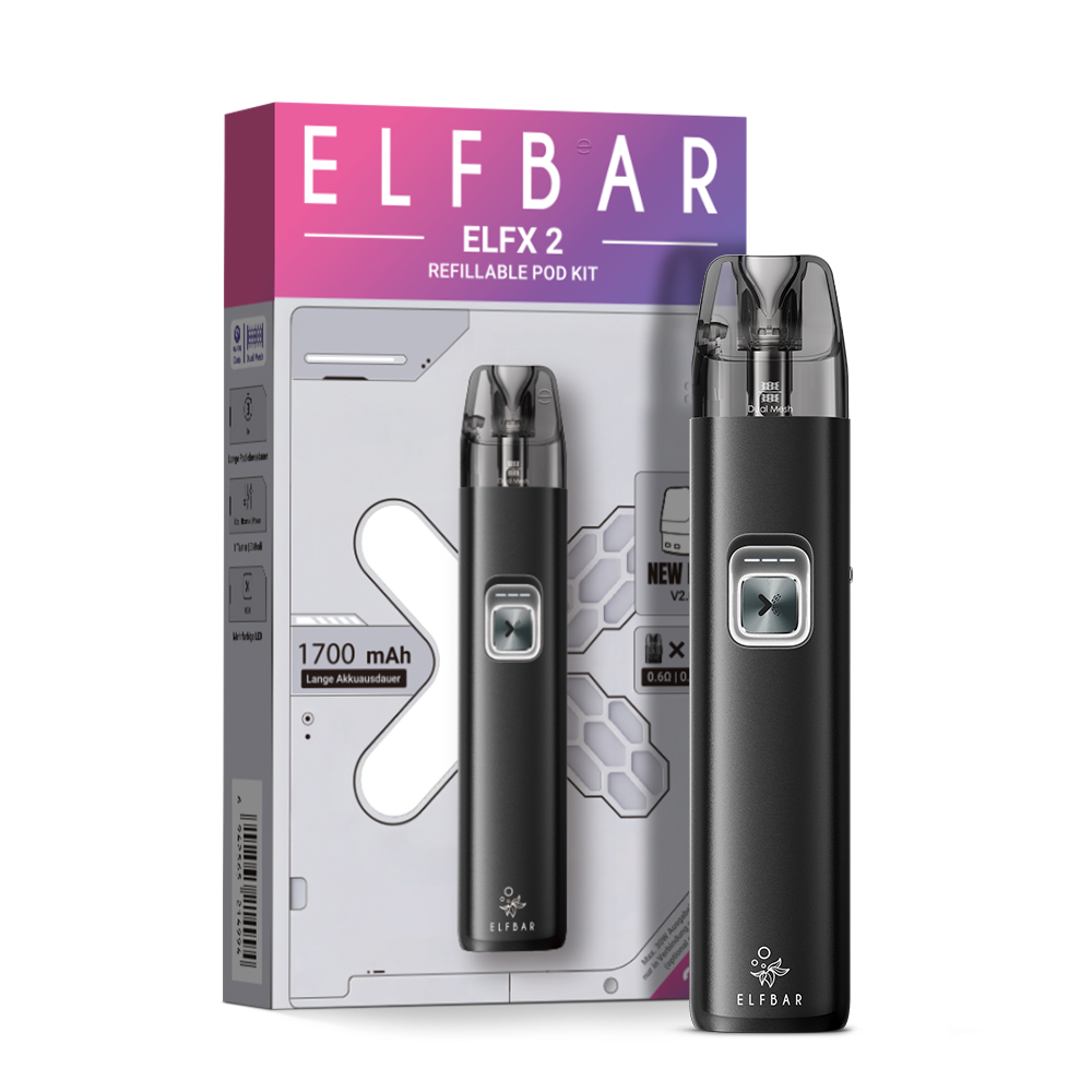 10x Elfbar ELFX 2 Pod Kit - 1700 mAh Farbe: Matte Black