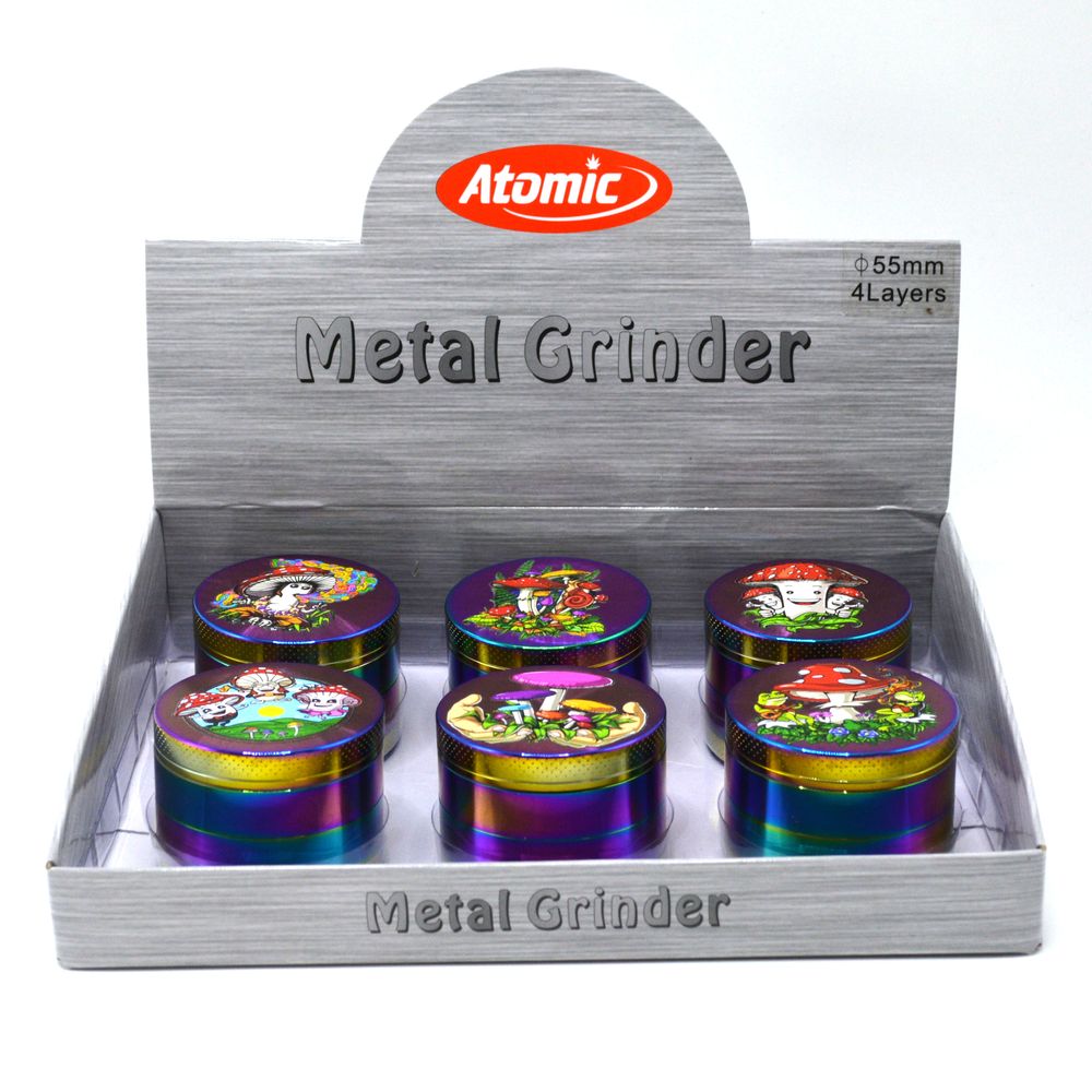 6x Atomic Metall Grinder Rainbow mit Pilzen