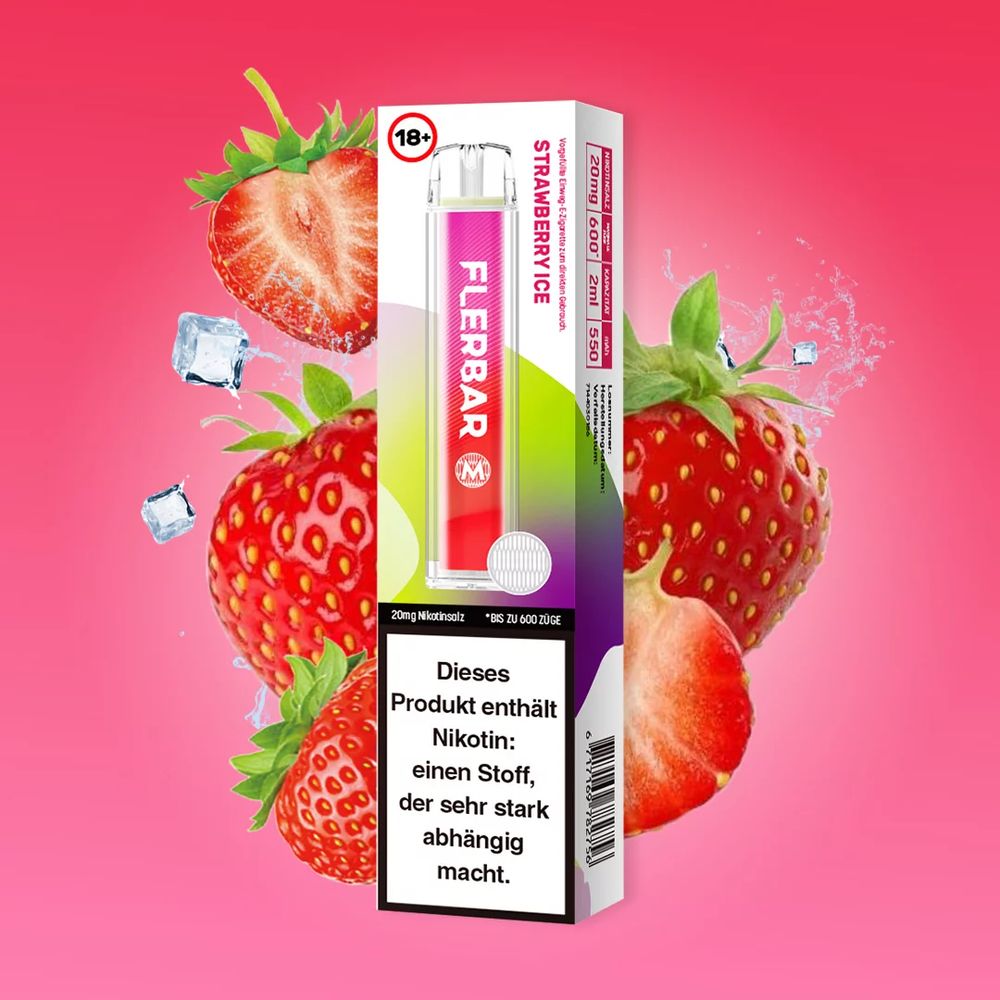 10 x Flerbar M - Strawberry Ice 20mg Nikotin