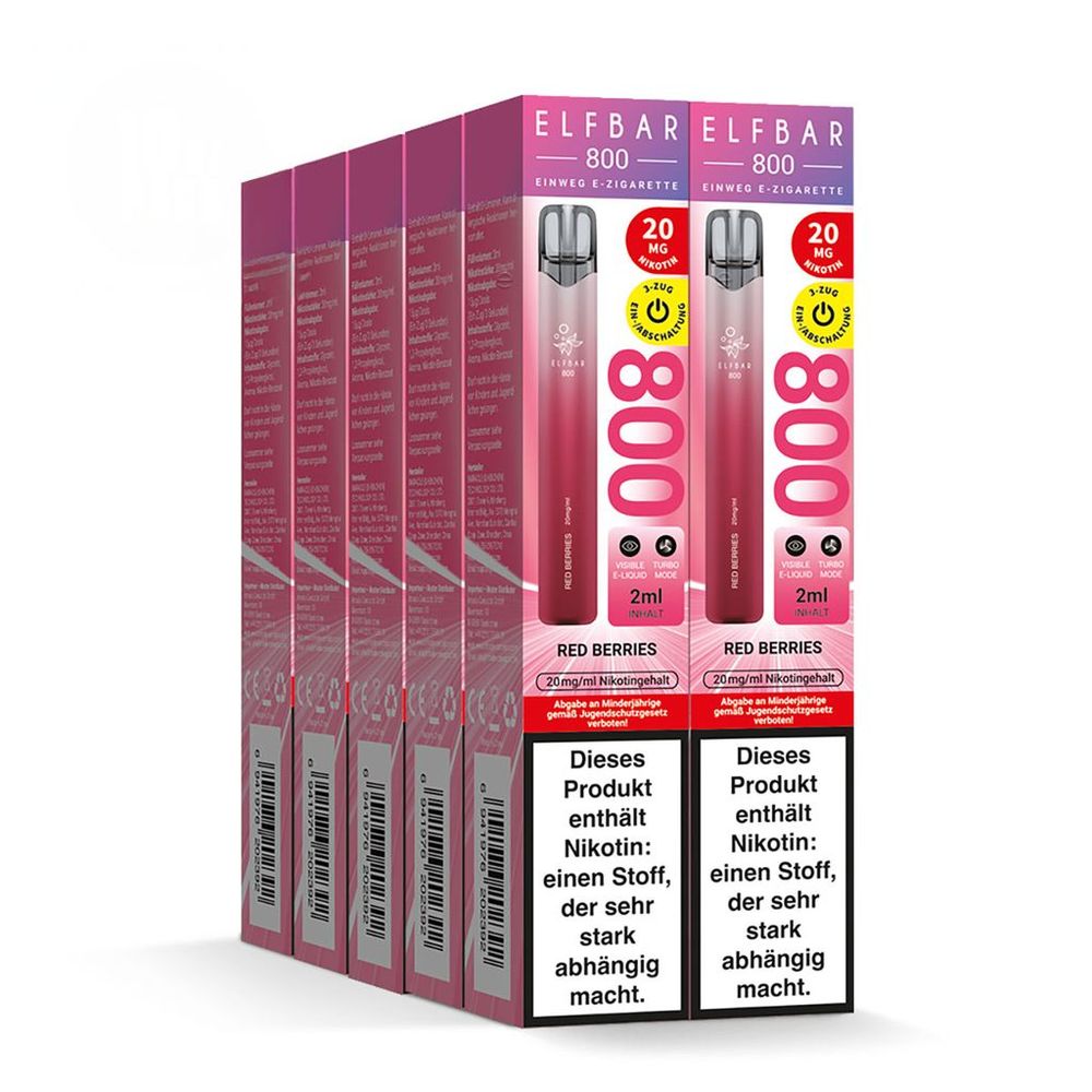 10x ELFBAR 800 Red Berries 20mg Nikotin