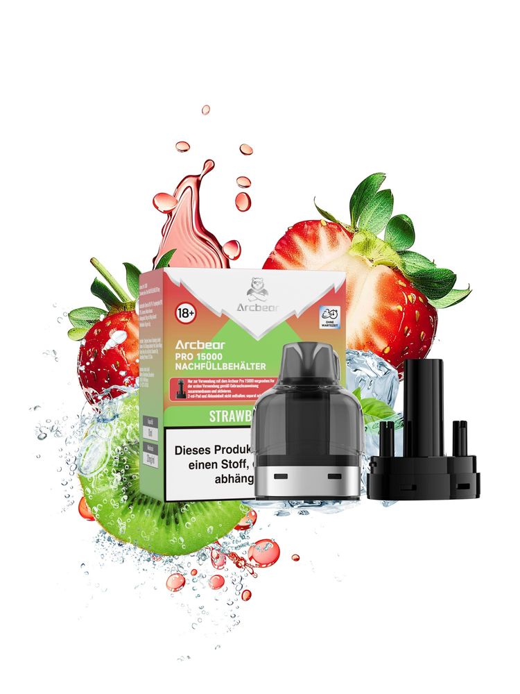 10+10 (0+10ml) Arcbear Pro 15000 Nachfüll-Set - Strawberry Kiwi - 20 mg/ml Nikotingehalt + Leerpod