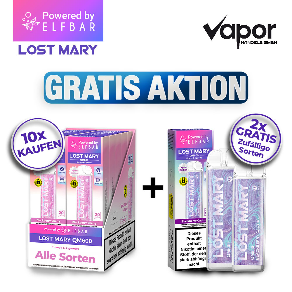 10+2 Aktion ELFBAR LOST MARY QM600 - Melon Cherry Ice 20mg Nikotin