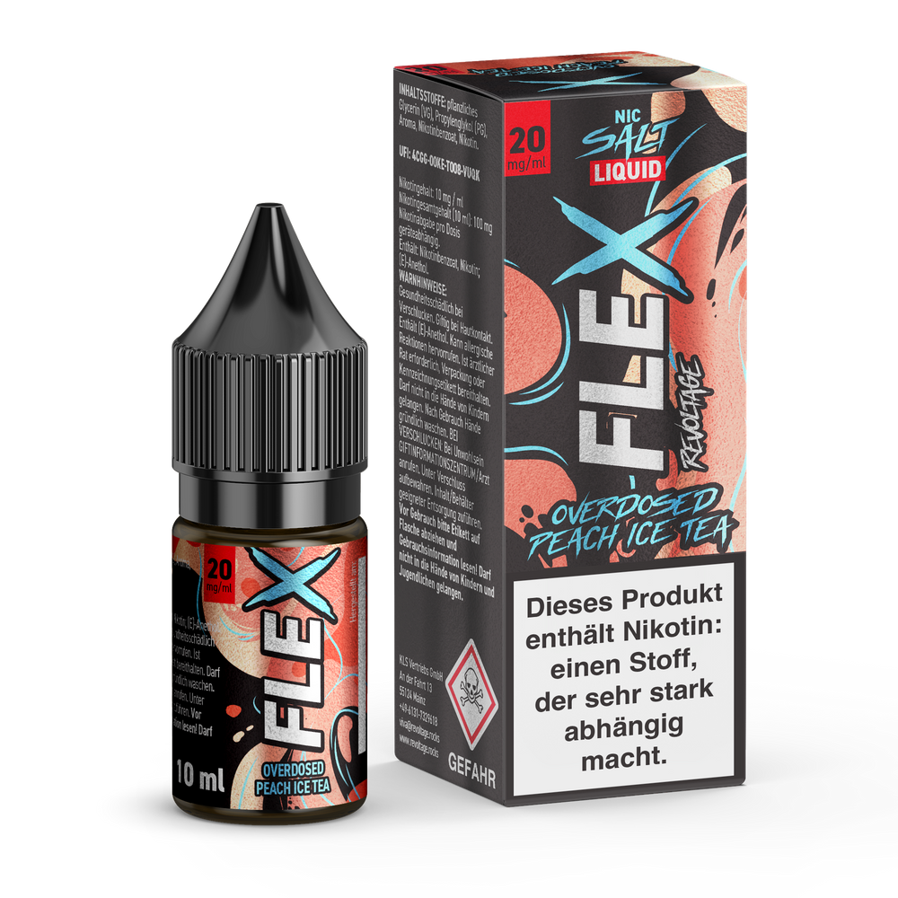 15x Revoltage Flex Overdosed - Peach Ice Tea - Nikotinsalz Liquid
