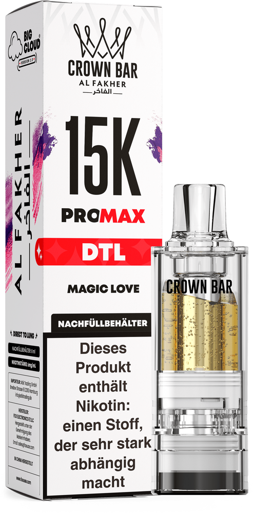 10x Al Fakher 15K PRO MAX (V2) Pod - Magic Love - 6mg/ml Nikotingehalt - DTL