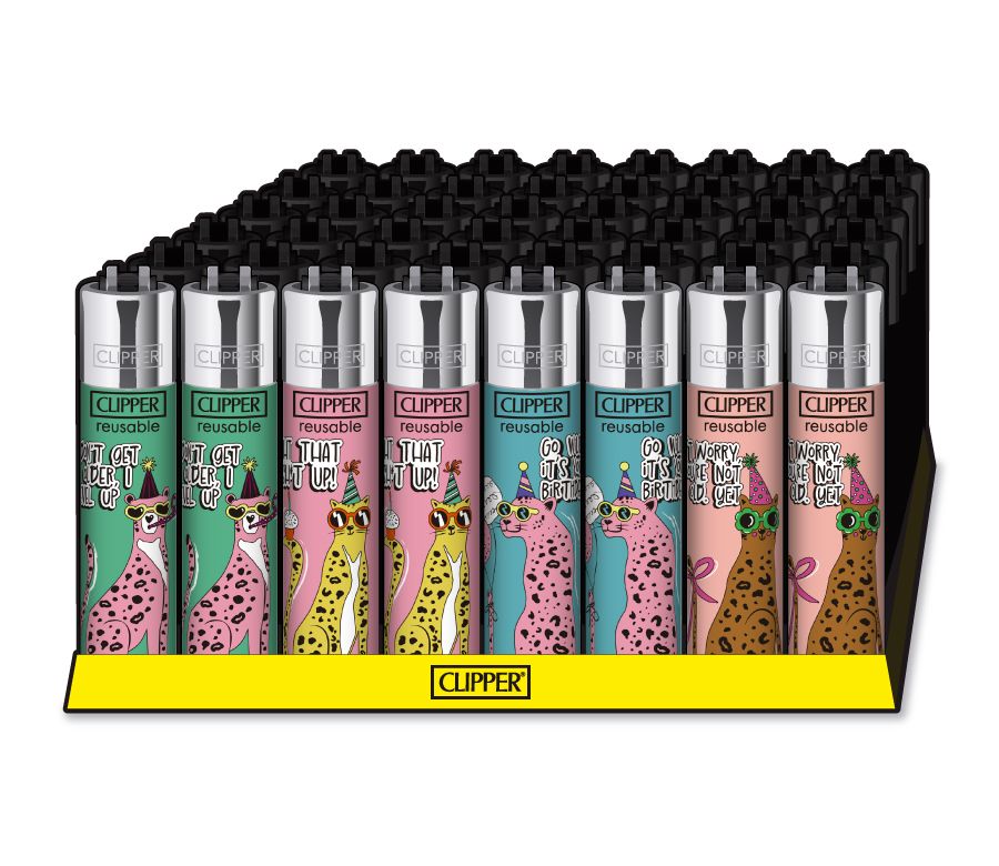 48x Clipper Reibrad Birthday Leopard nachfüllbar