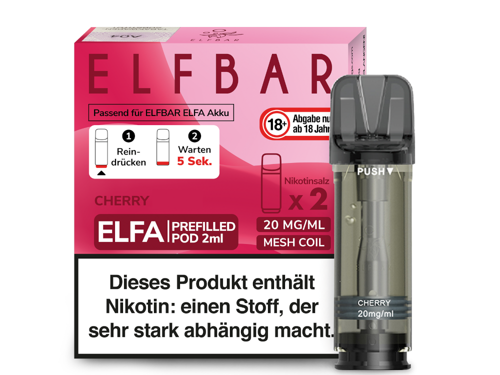 10x ELFBAR ELFA Cherry / Cherry Candy 20mg Nikotin 2er Pack