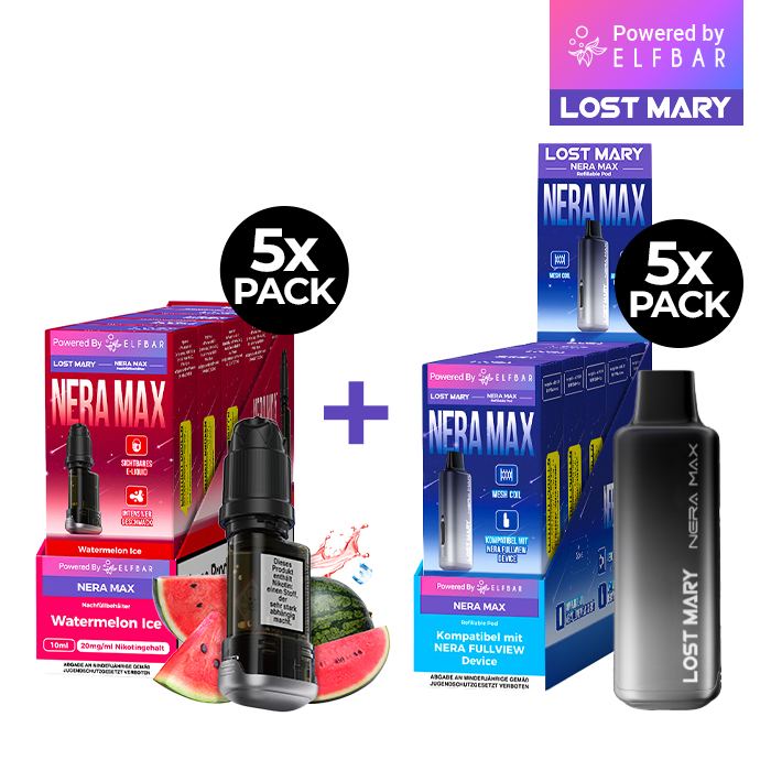 5x Lost Mary Nera 15K Refillcontainer Geschmack: Watermelon Ice  + 5 x Refillable Pod