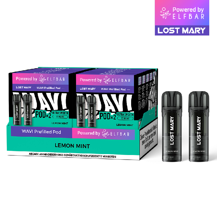 10x Lost Mary WAVI Lemon Mint 20mg Nikotin 2er Pack (10% Akkuträger gratis)
