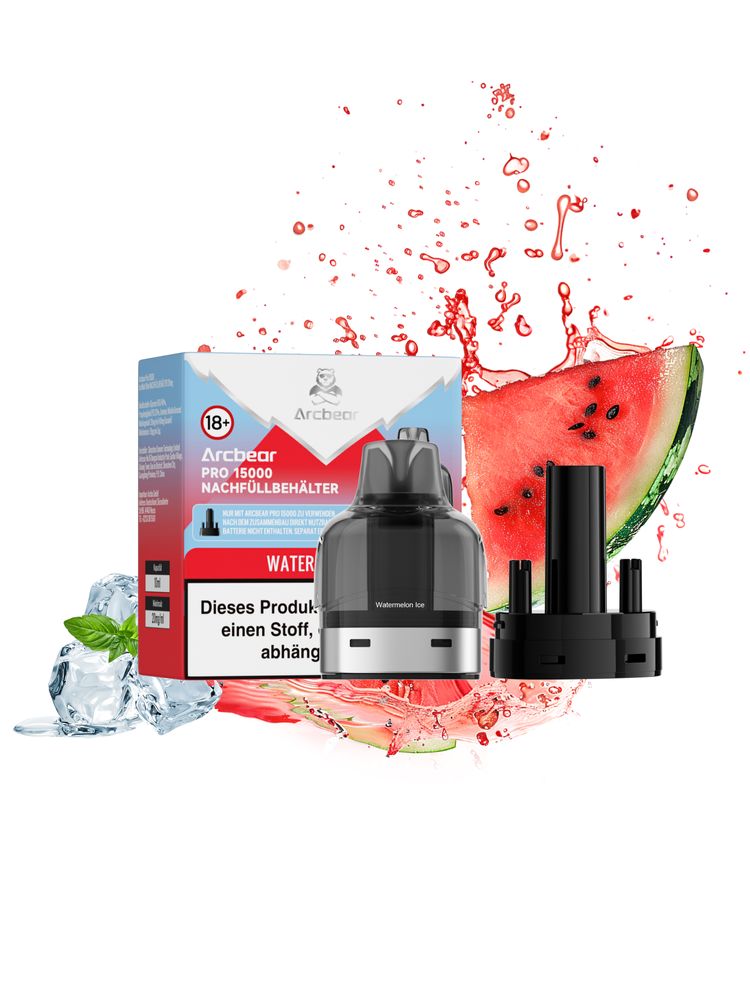 5+5 (0+10ml) Arcbear Pro 15000 Nachfüll-Set - Watermelon Ice - 20 mg/ml Nikotingehalt + Leer Pod