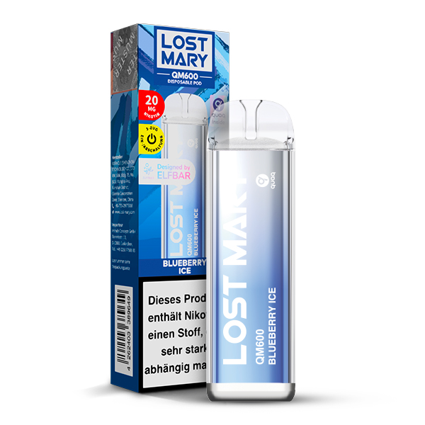 10+2 Aktion ELFBAR Lost Mary QM600 - Blueberry Ice 20mg Nikotin