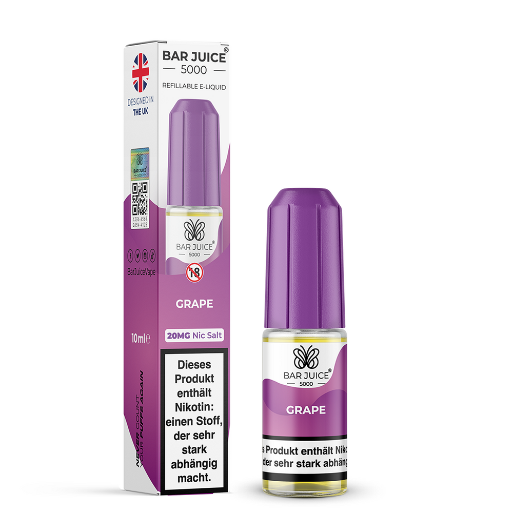 10x Bar Juice 5000 Grape Nikotinsalz Liquid 10 ml