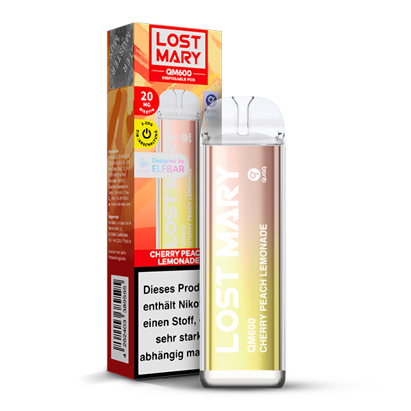 10+2 Aktion ELFBAR Lost Mary QM600 - Cherry Peach Lemonade 20mg Nikotin