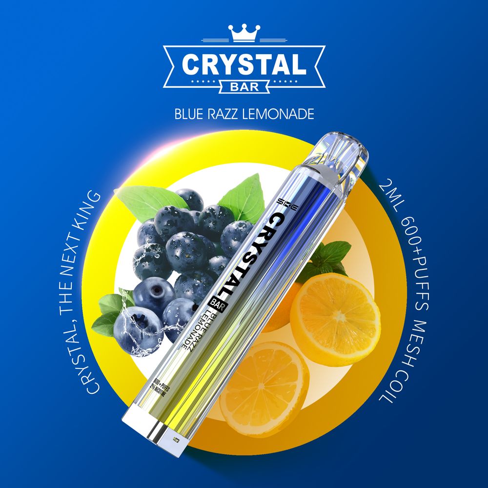 10 x Crystal Bar 600 Blue Razz Lemonade 2% Nikotin