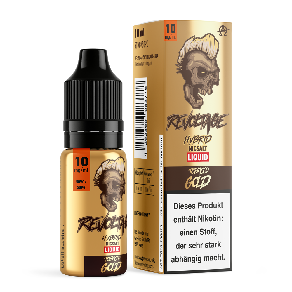 15x Revoltage - Tobacco Gold - 10ml Nikotinsalz Liquid