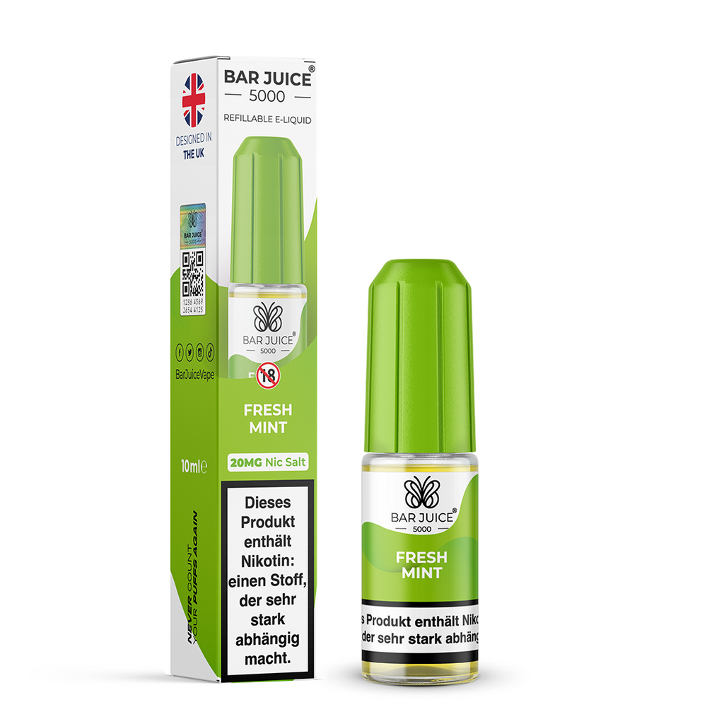 10x Bar Juice 5000 Fresh Mint Nikotinsalz Liquid 10 ml