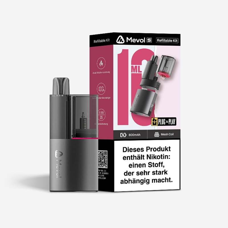 5x Mevol S Pod Kit + 0ml Pod - Farbe: Weltraum Grau - 800 mAh