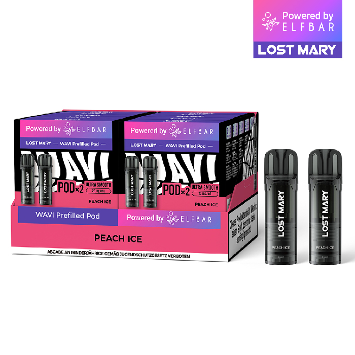 10x Lost Mary WAVI Peach Ice 20mg Nikotin 2er Pack (10% Akkuträger gratis)