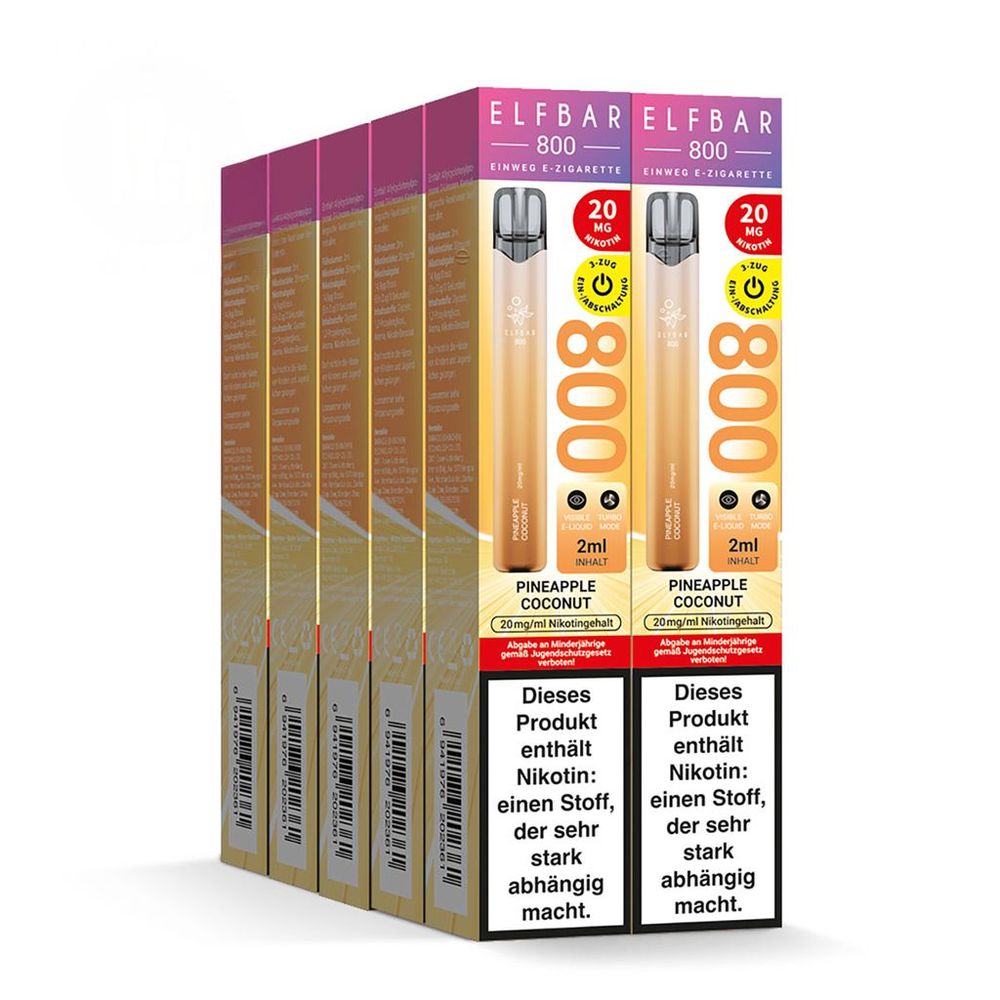 10x ELFBAR 800 Pineapple Coconut 20mg Nikotin