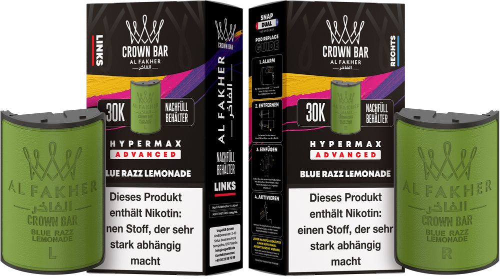 10x Al Fakher Hypermax 30K Pods - Alle Sorten - 6mg Nikotingehalt (5 Linke + 5 Rechte)
