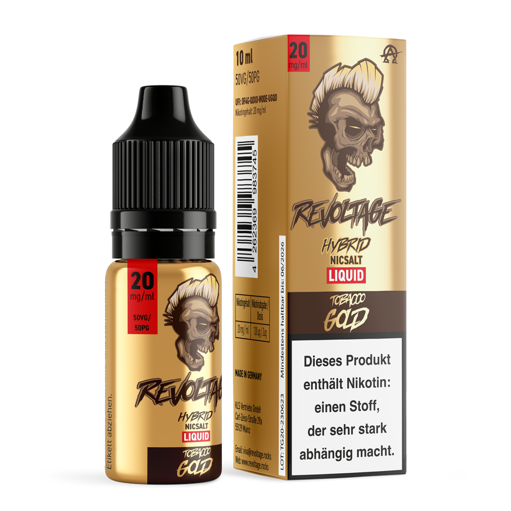 15x Revoltage - Tobacco Gold - 10ml Nikotinsalz Liquid