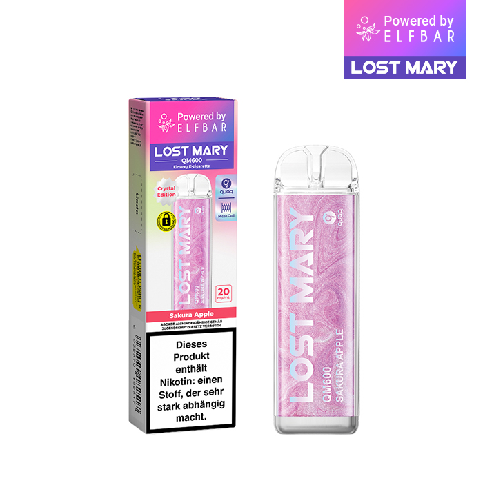 10+2 Aktion ELFBAR LOST MARY QM600 - Sakura Apple 20mg Nikotin