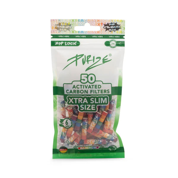 20x Purize Aktivkohlefilter XTRA Slim - Size 5,9mm - Rainbow - 50 Stück