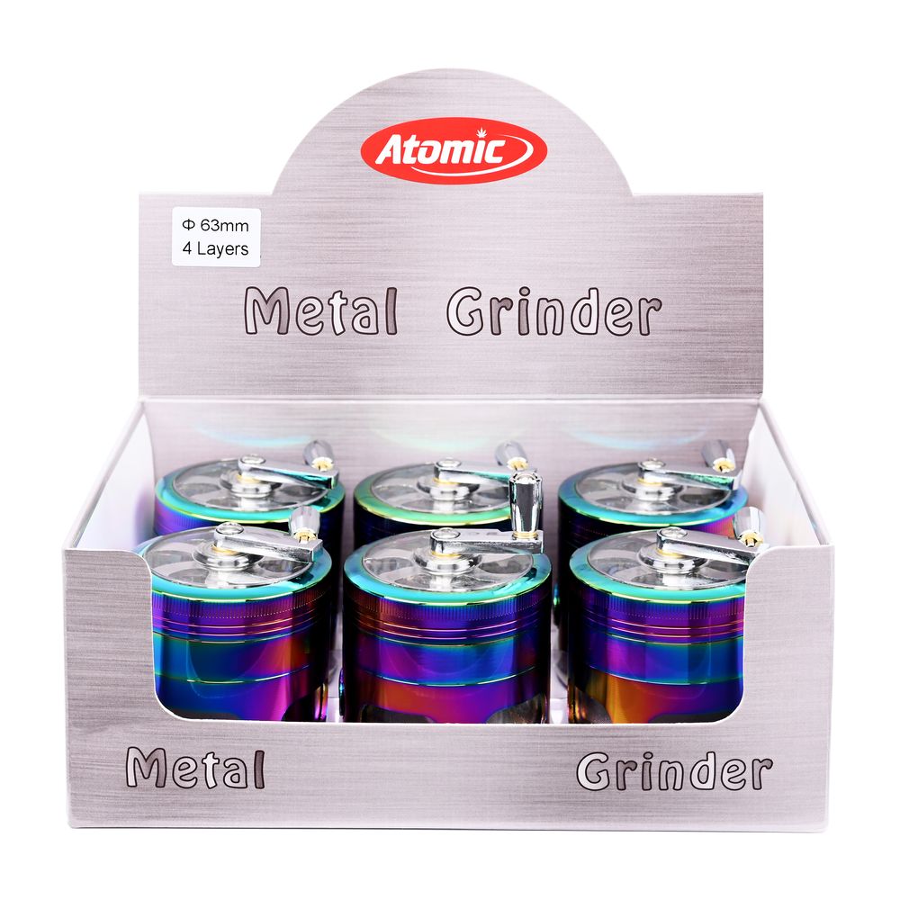 6x Atomic Metall Grinder Mill mit Storage 63mm, 4 Teile