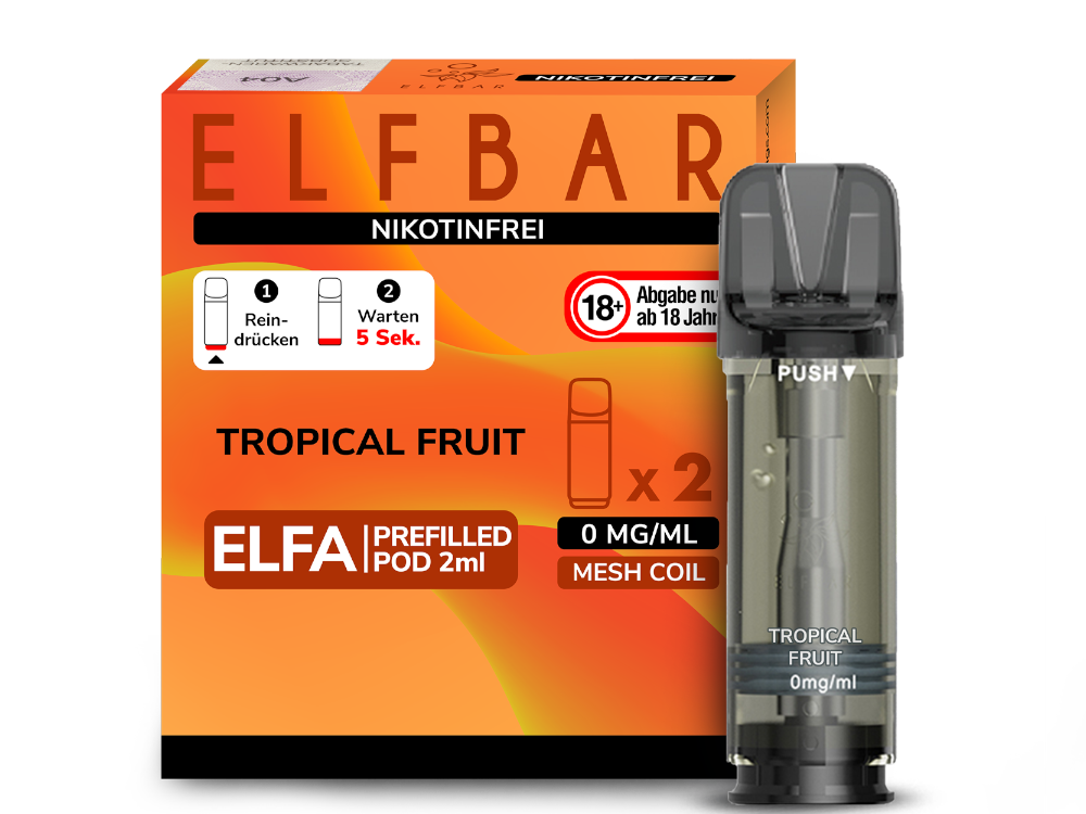 10x ELFBAR ELFA Tropical Fruit 0mg Nikotin 2er Pack