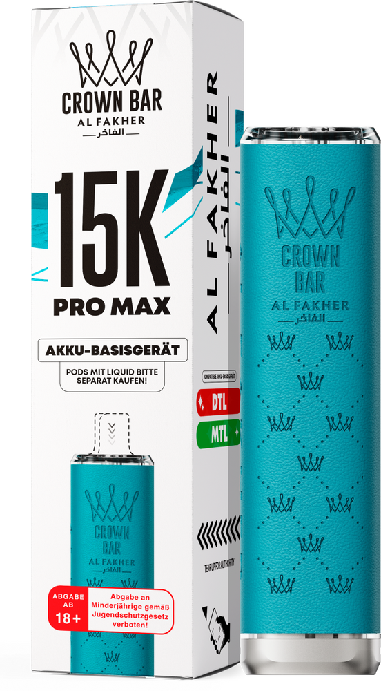 10x Al Fakher 15K PRO MAX Basisgerät - Farbe: Light Blue