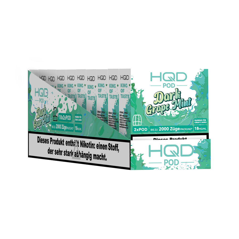 10+1 HQD Cirak 2 - Dark Grape Mint - 2 x 2 ml Prefilled Pods (18 mg/ml Nikotingehalt)