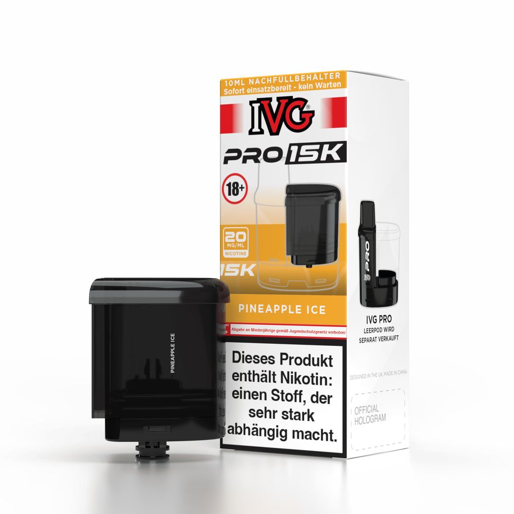 5x IVG Pro Refill Container 10ml - Pineapple Ice - 20mg Nikotingehalt + 5x Leer Pods 0ml