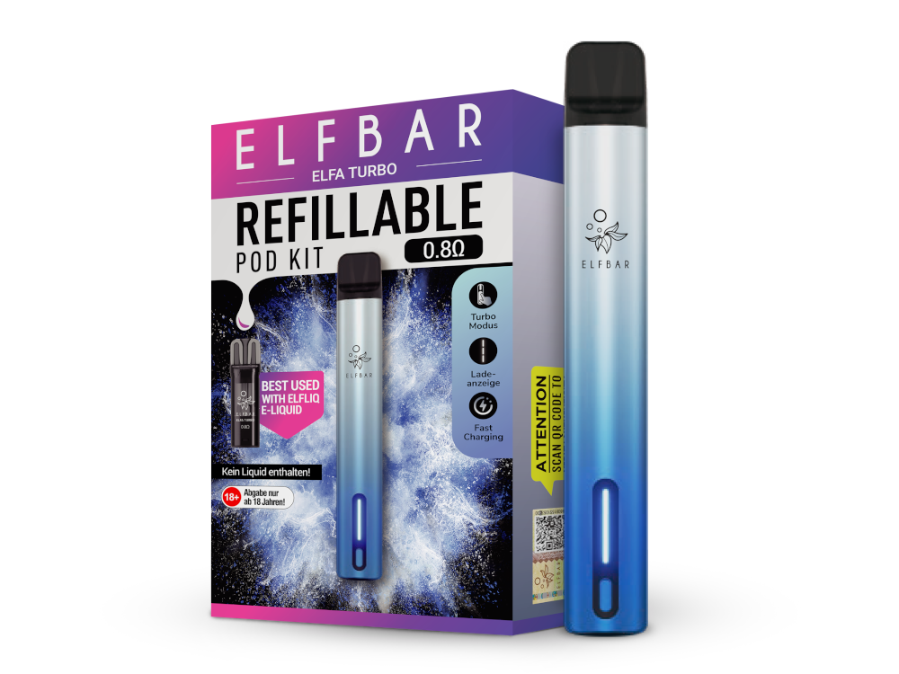 10x ELFBAR ELFA Turbo Pod Kit 550 mAh Akku - Aurora Cyan