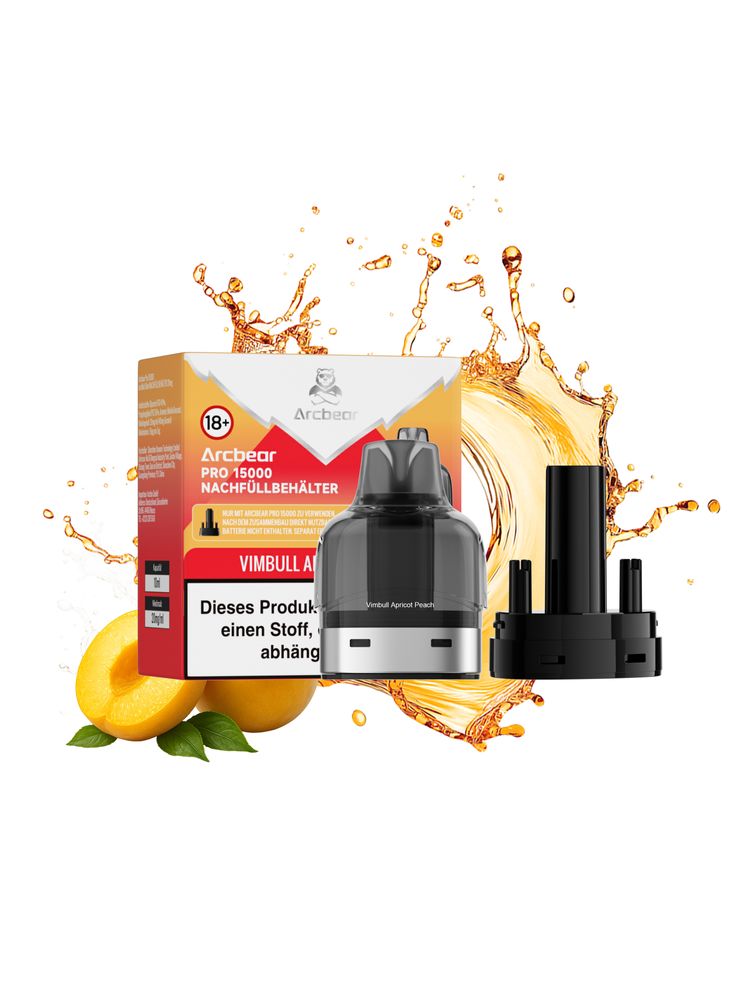 5+5 (0+10ml) Arcbear Pro 15000 Nachfüll-Set - Vimbull Apricot Peach - 20 mg/ml Nikotingehalt + Leer Pod